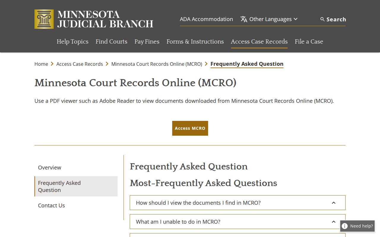 Minnesota case records frequently asked questions page explaining why a Traverse County warrant may not appear